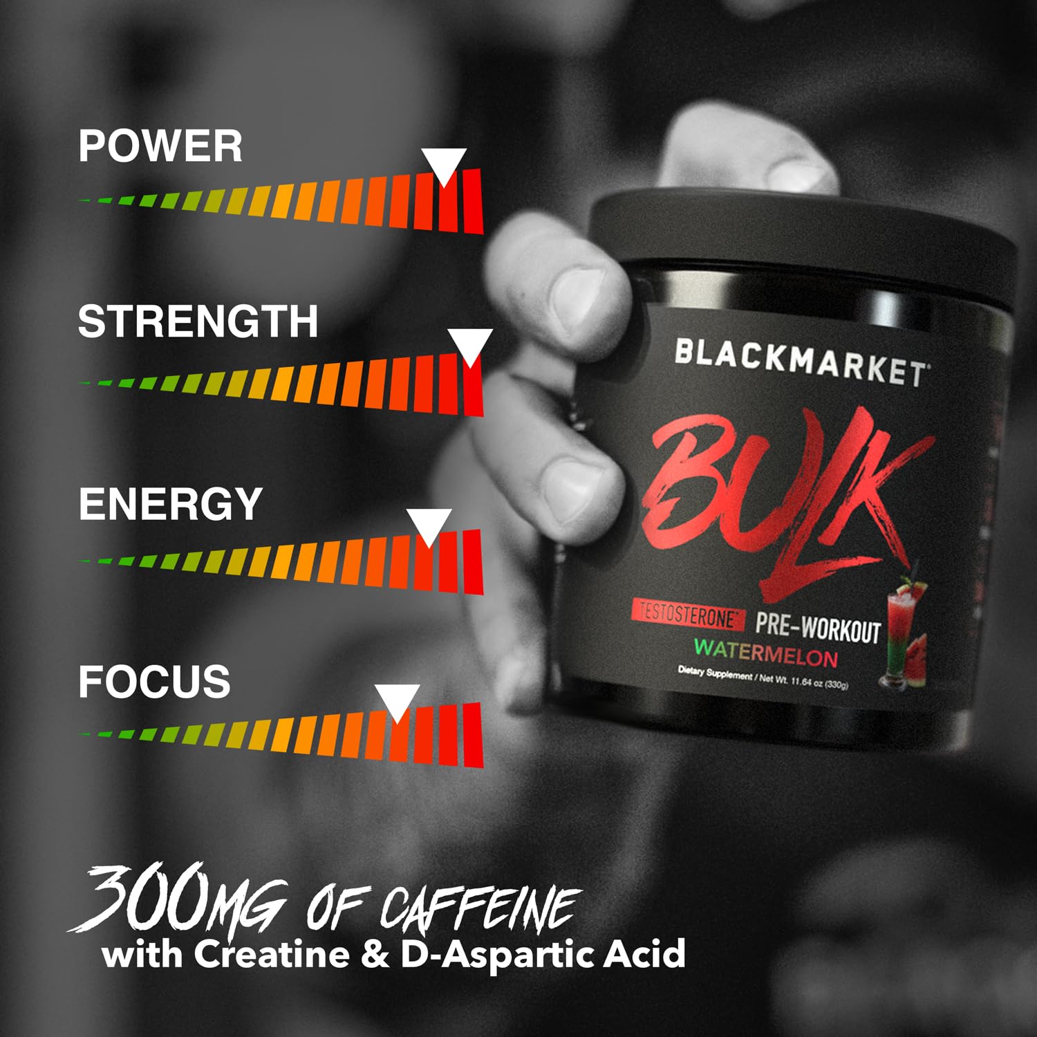 BlackMarket Bulk Pre Workout athlete ready to train in the gym