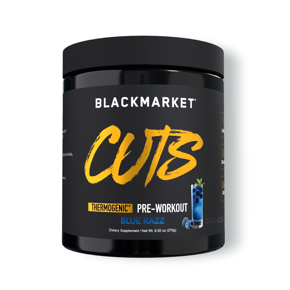 BLACKMARKET CUTS Blue Razz tub ready for workout energy and focus
