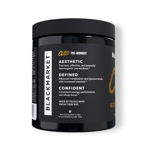 BLACKMARKET CUTS powder dissolving in water for a refreshing energy boost