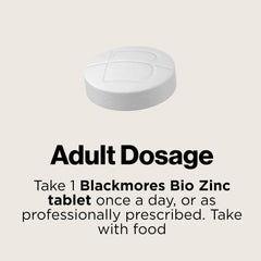Blackmores Bio Zinc bottle-cap image shows sealed safety.