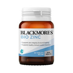 Blackmores Bio Zinc 84 tabs bottle shows the label for daily immune support.