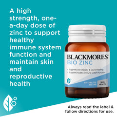 Blackmores Bio Zinc tablets are compact for daily consumption.