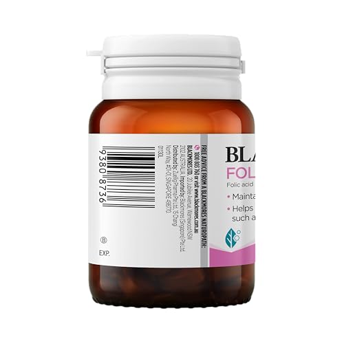 Front view of Blackmores Folate 500mcg bottle for daily use.