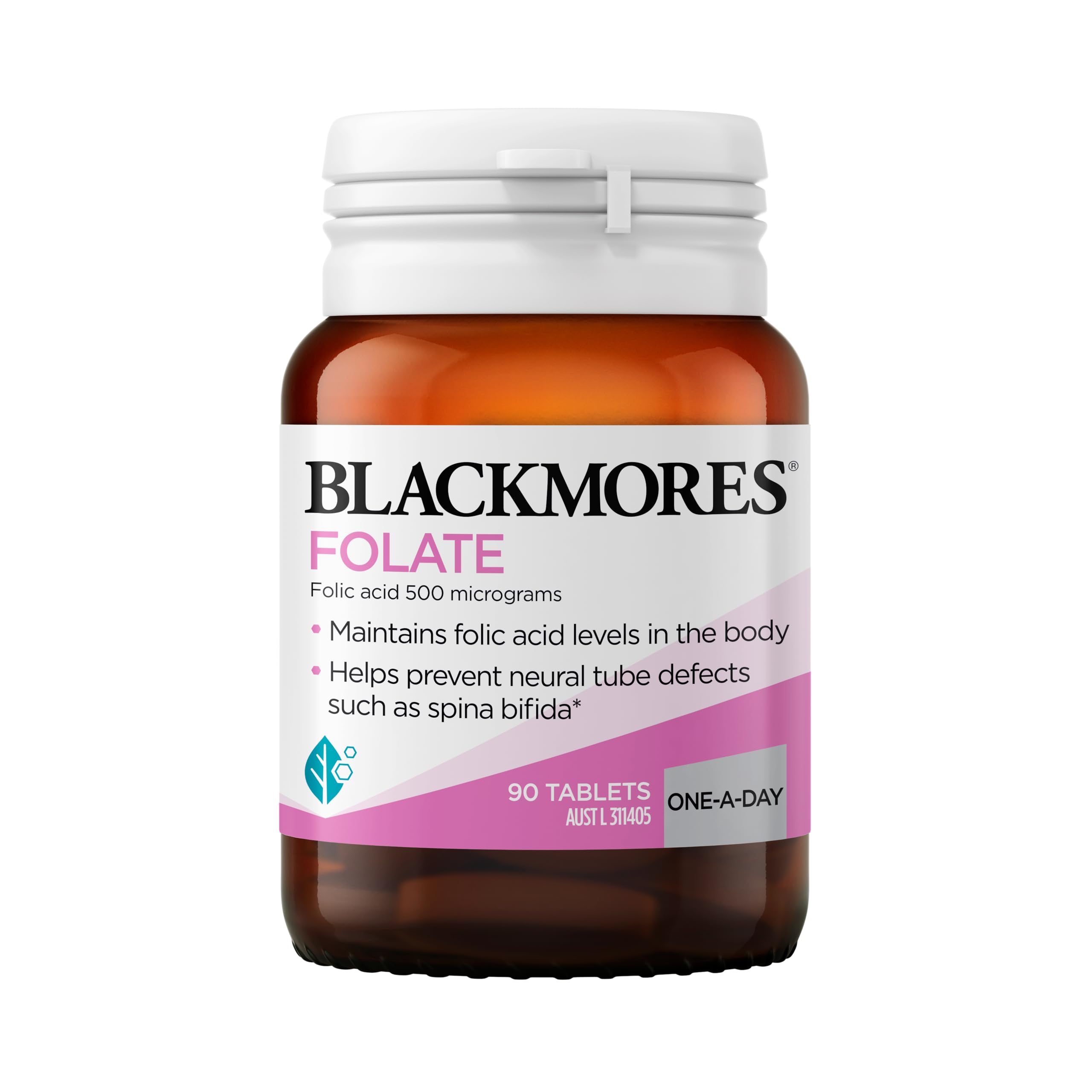 Blackmores Folate 500mcg tablet for daily prenatal support.
