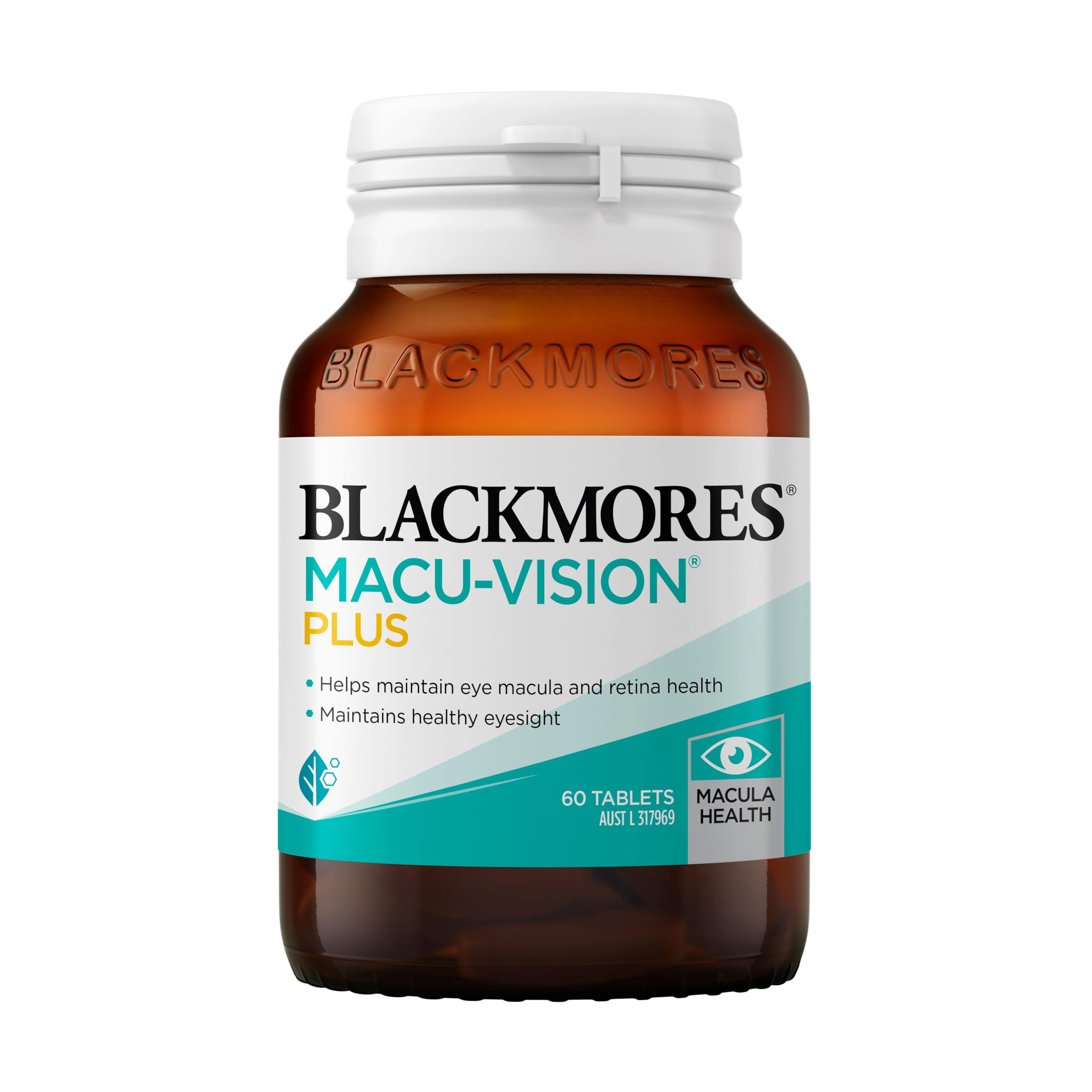 Blackmores Macu-Vision Plus bottle shown for eye health support
