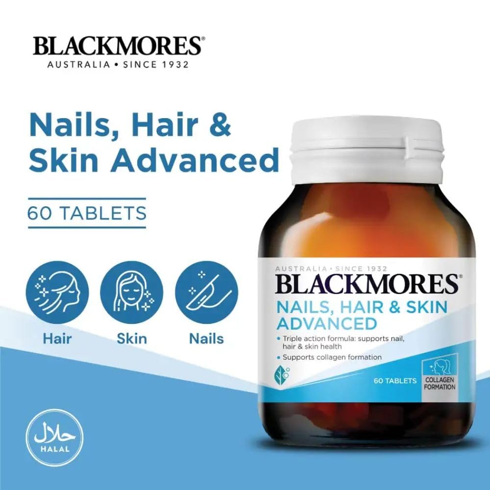 Blackmores tablets pack shown for daily skin and hair nourishment