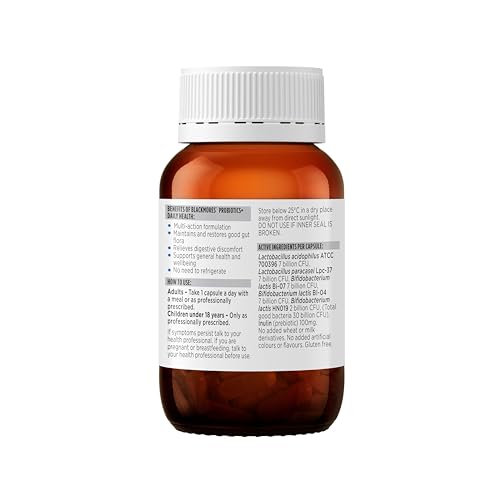 Label on Blackmores Probiotics+ Daily Health highlighting 30 billion CFU and five strains
