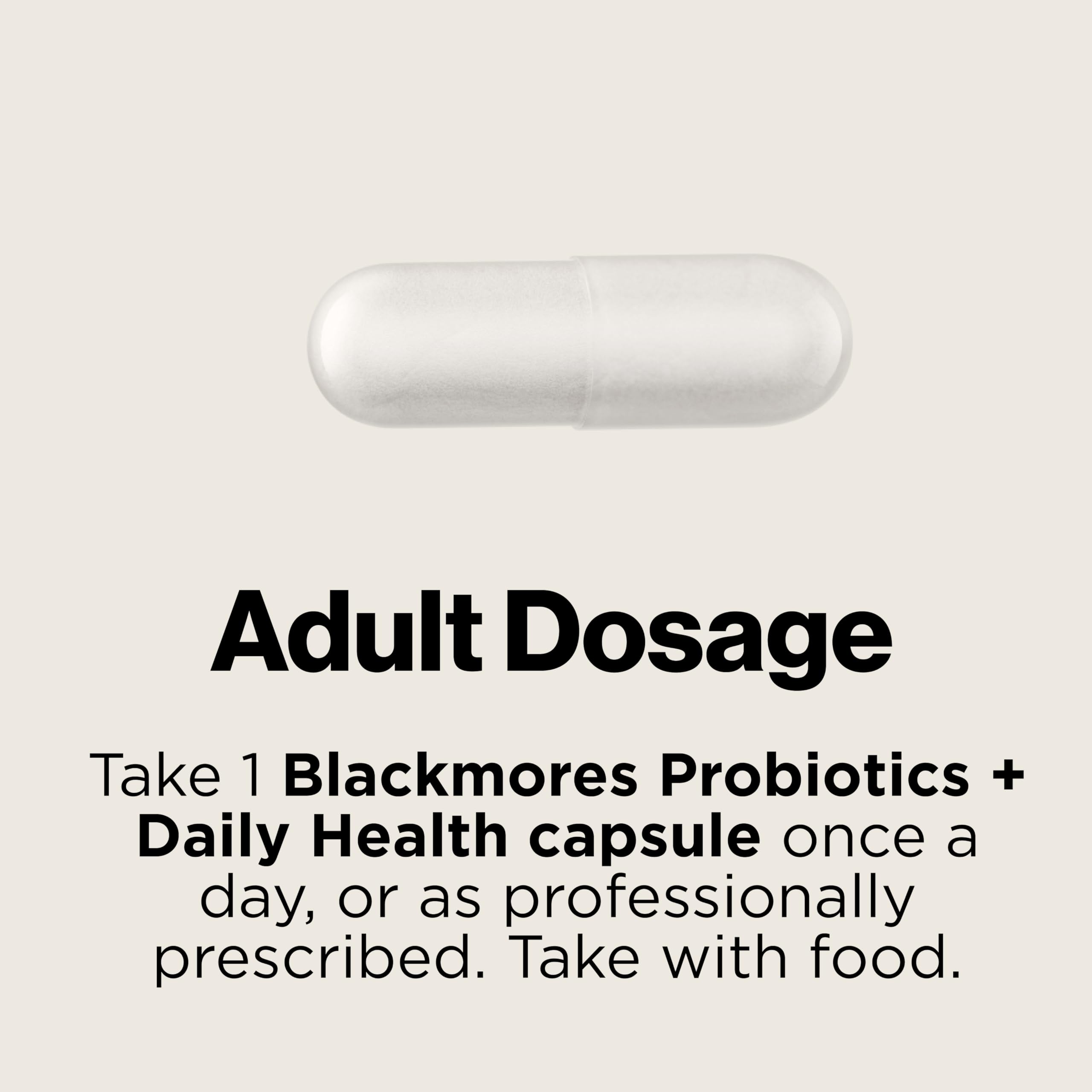 Open bottle showing capsules for a simple daily ritual with Blackmores Probiotics+ Daily Health