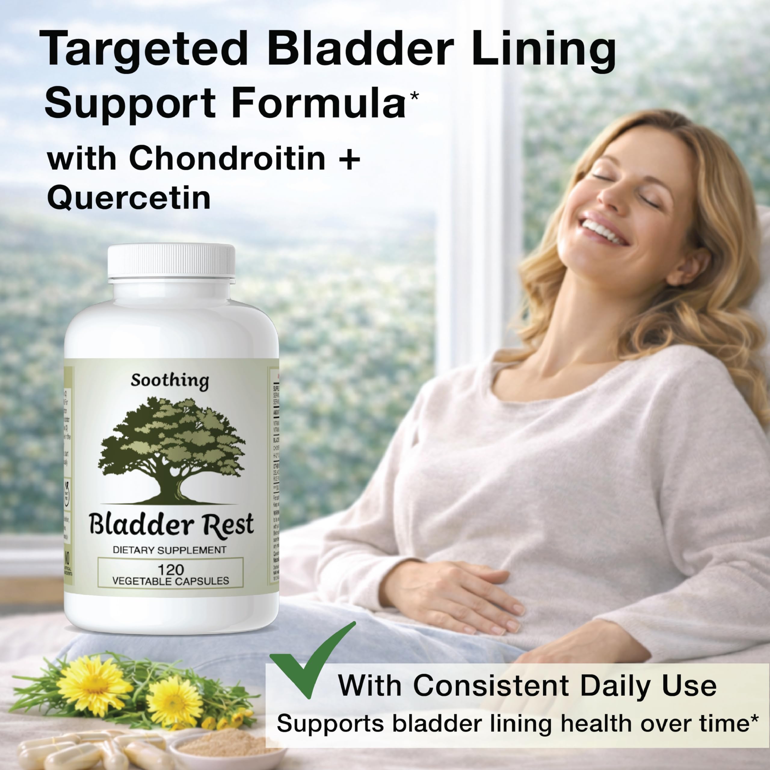Bladder Rest capsules close-up highlighting quercetin phytosome absorption