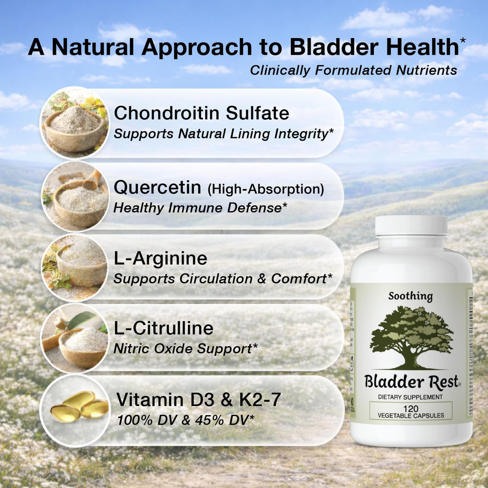 Bladder Rest capsules poured into a glass of water
