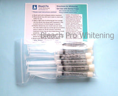Bleach Pro Whitening 3ml syringe applying gel along teeth for even coverage.