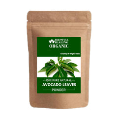 Blessfull Healing avocado leaves powder packaging highlights 300 g, ideal for easy daily use.