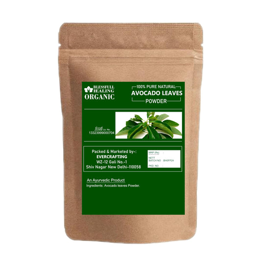 Blessfull Healing avocado leaves powder close-up shows fine texture for smooth blends.