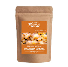 Blessfull Healing Boswellia Serrata powder jar label for smoothies and teas