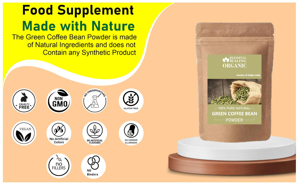 Blessfull Healing Green Coffee Bean Powder dispensing lid enables mess-free pours.