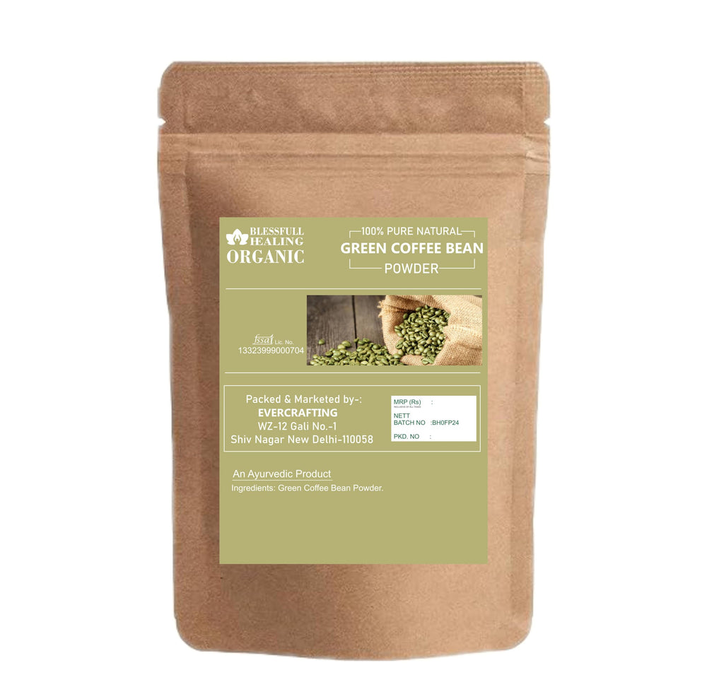 Blessfull Healing Green Coffee Bean Powder scoop in bowl for easy blending.