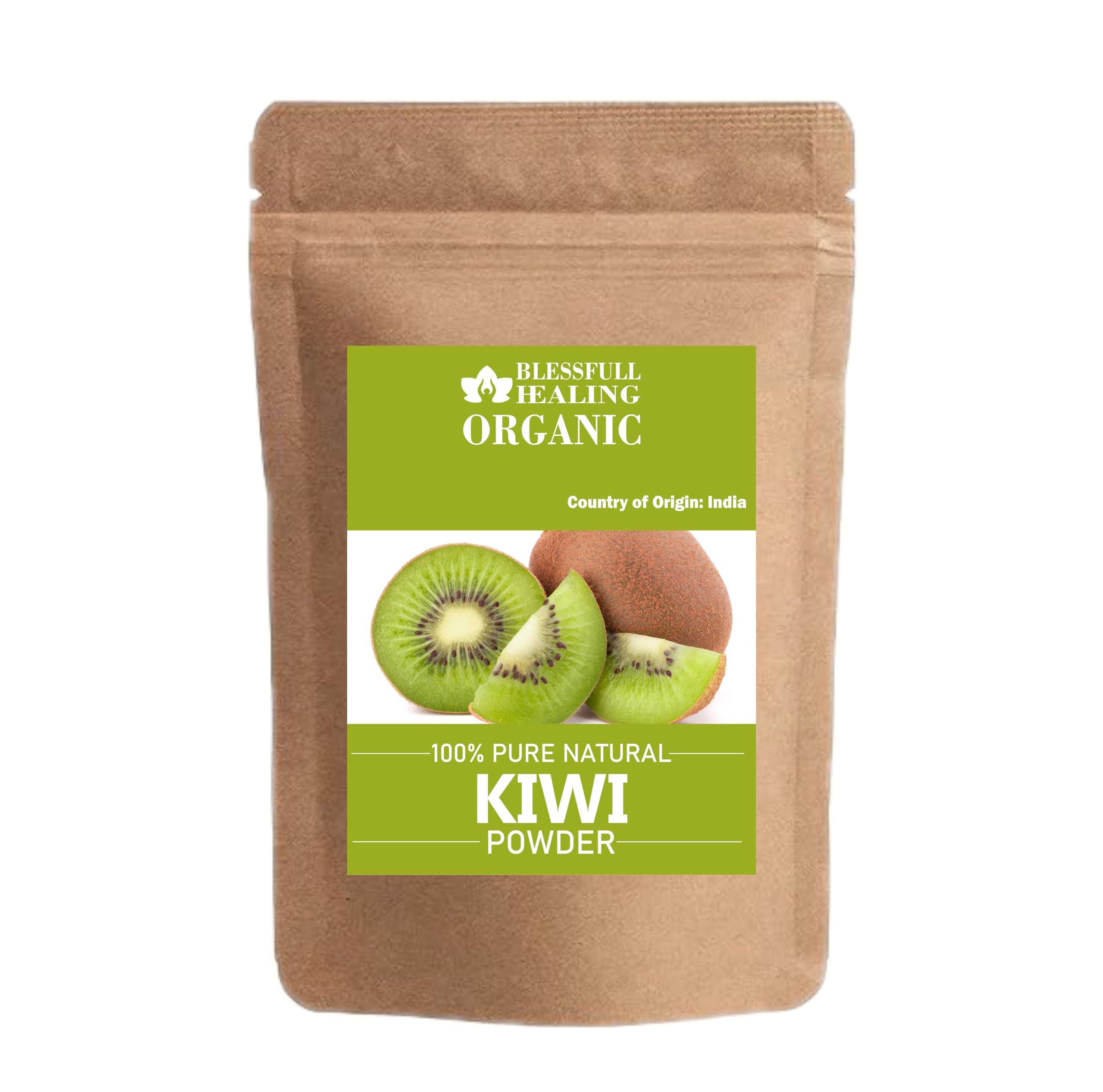 Blessfull Healing Kiwi Powder packaging in a 200 g jar for home use