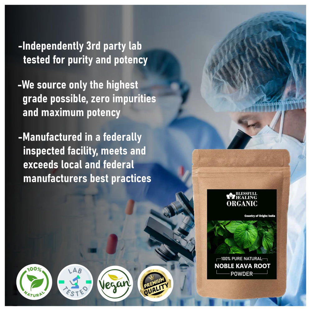 Scoop with measuring tool implies convenient, portion-controlled use of Blessfull Healing Kava.
