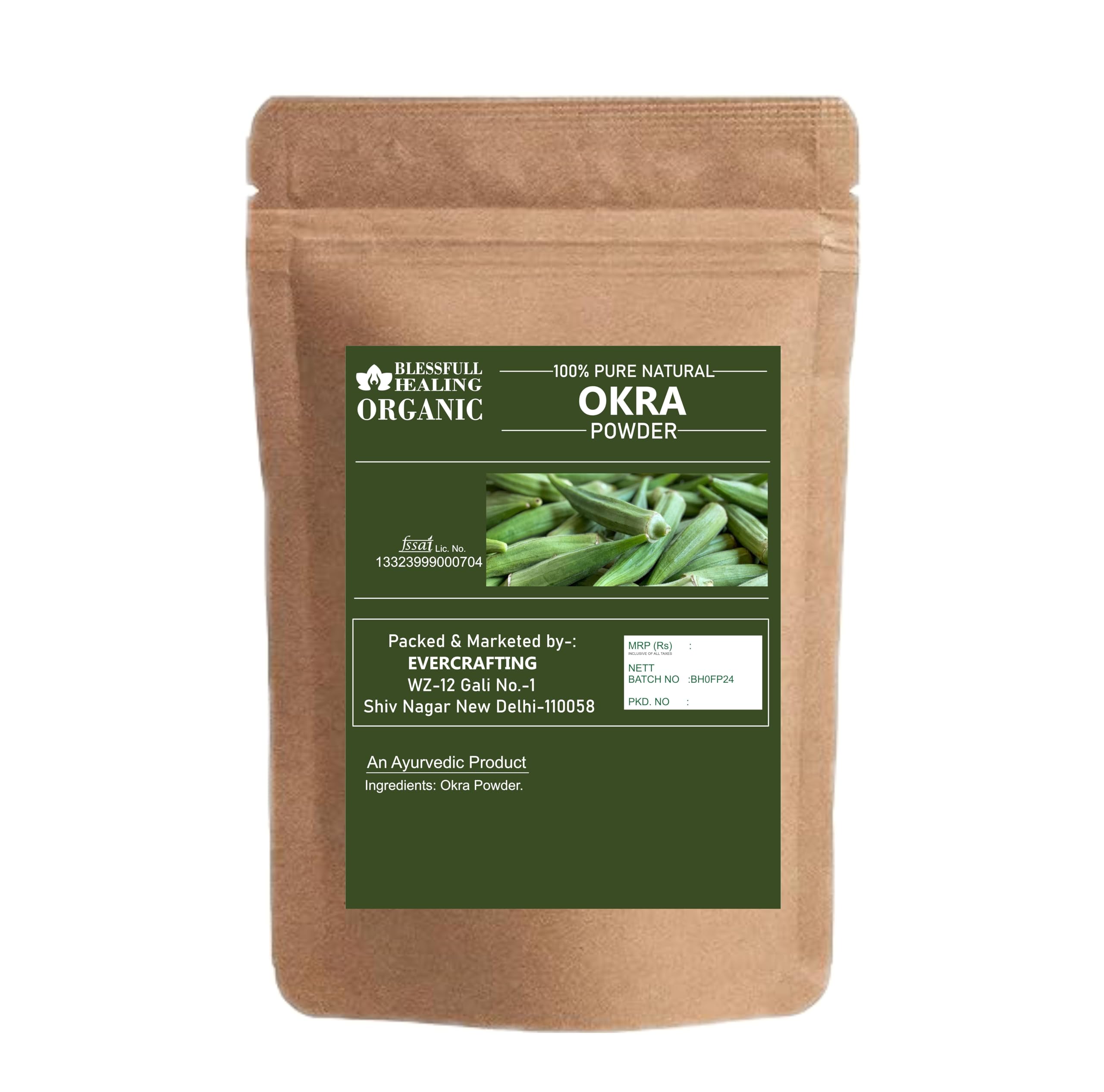 Blessfull Healing Okra Powder scoop—precise measuring for quick blends.