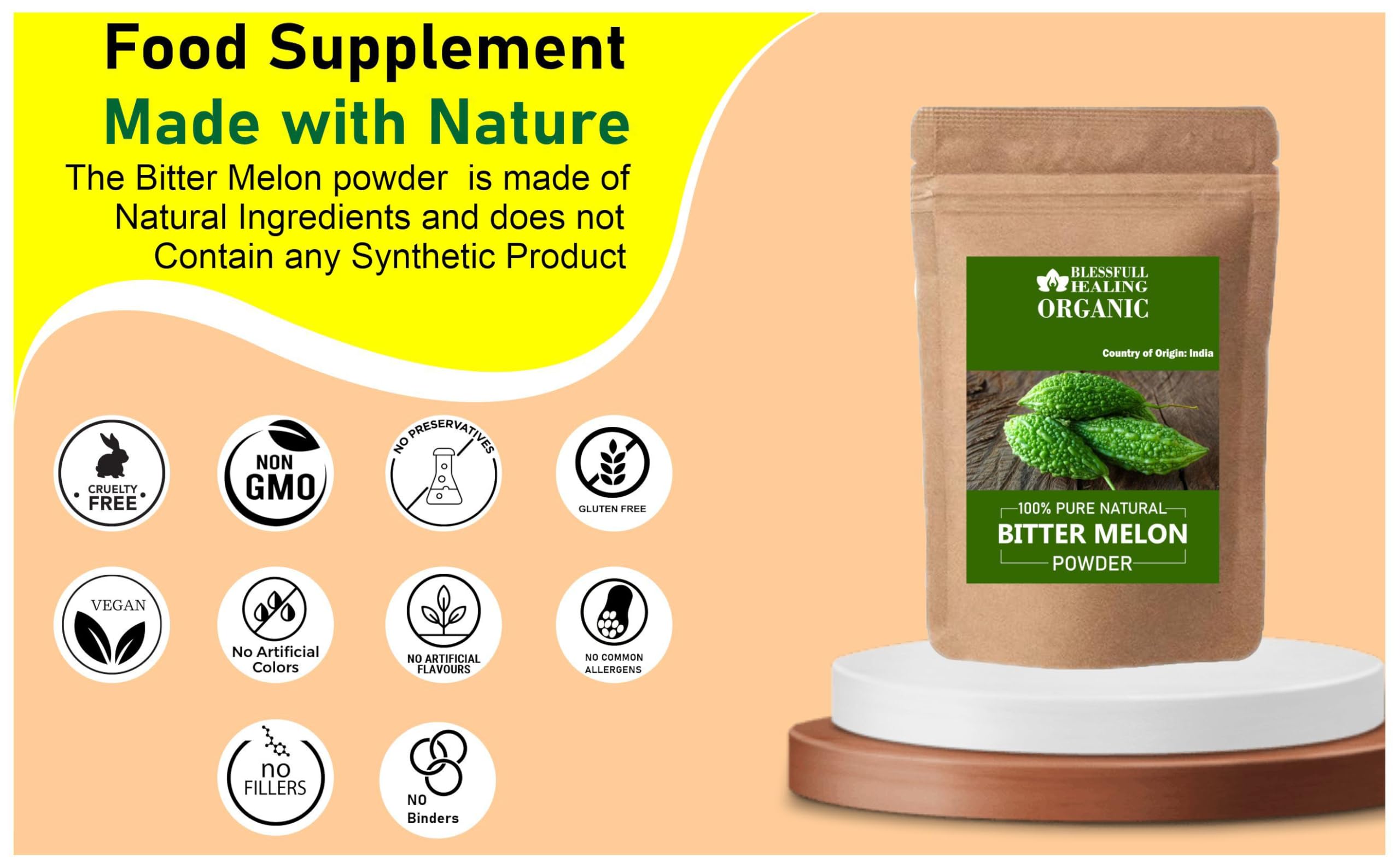 Blessfull Healing organic bitter melon powder packaging front for clarity