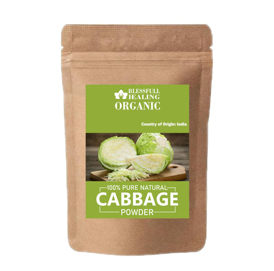 Blessfull Healing organic cabbage powder 200g jar on kitchen shelf for easy daily use