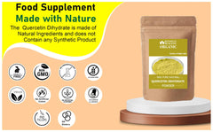 Blessfull Healing Quercetin Dihydrate powder bottle open for easy mixing in beverages
