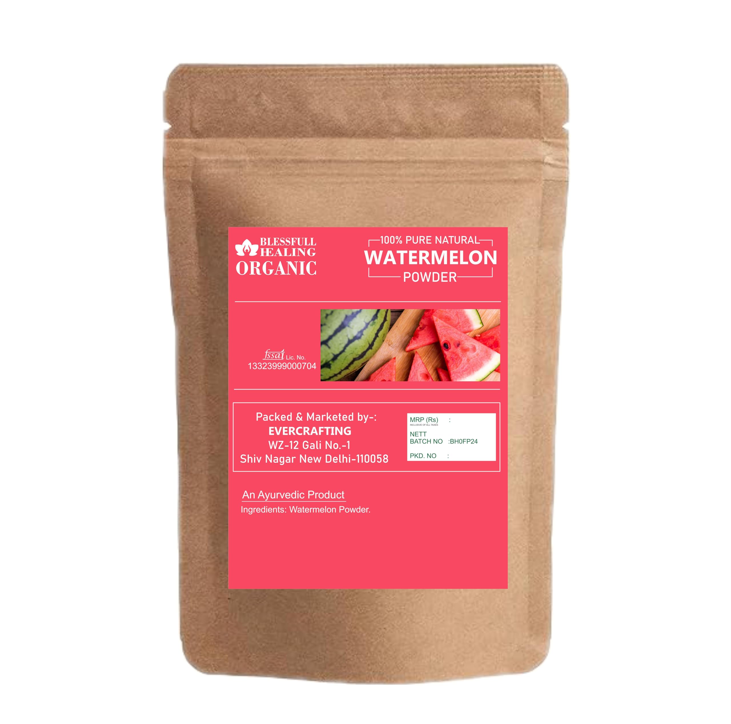 Blessfull Healing Watermelon Powder with scoop for daily hydration and natural flavor.