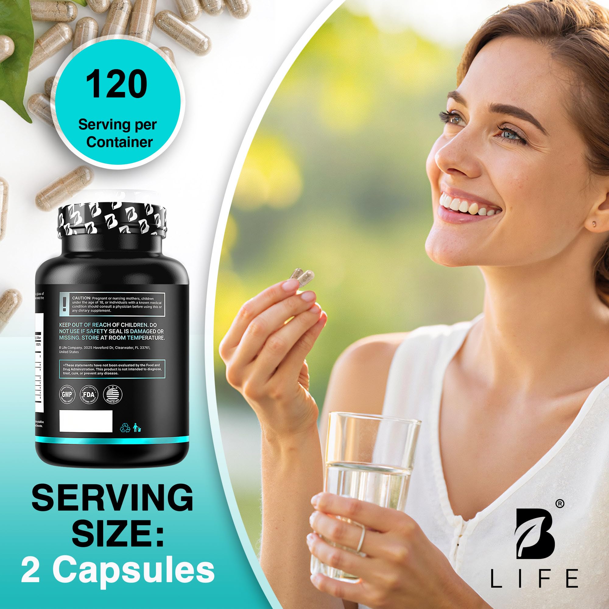 B Life Company Lion’s Mane vegan non-GMO and gluten-free promise