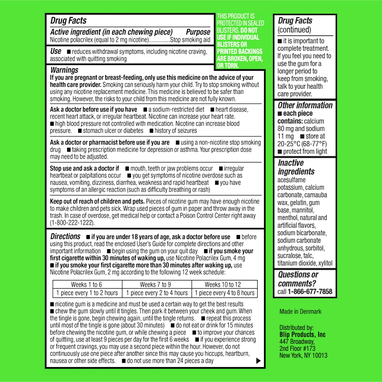 Blip NRT mint-freeze gum foil-dosed sticks support on-the-go cravings management.