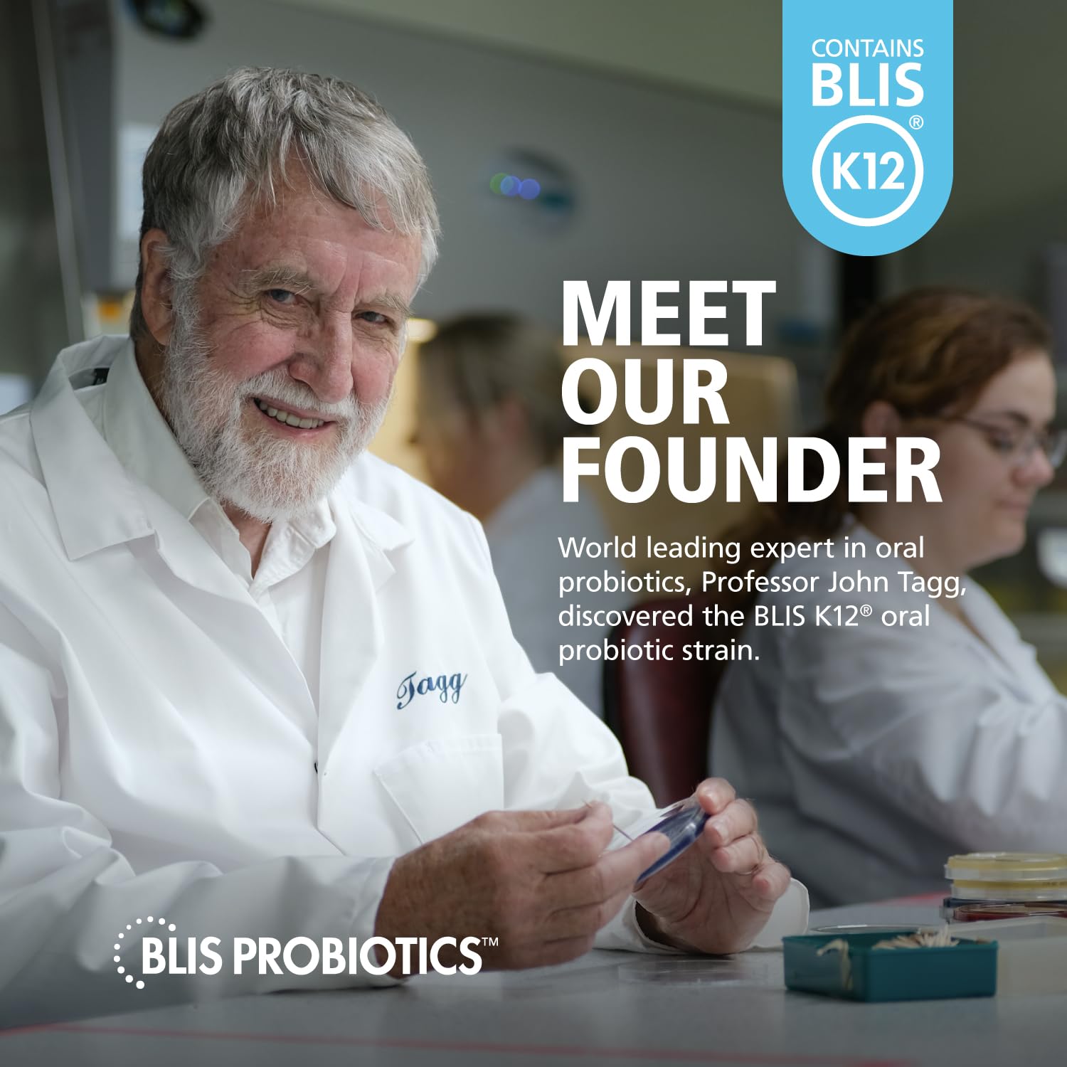 BLIS UltraBLIS lozenges on counter emphasizing natural peppermint flavor and oral health use.