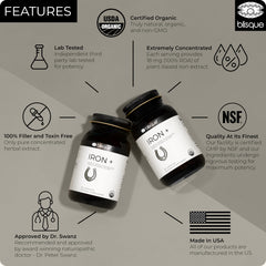 Blisque curry leaf extract bottle label emphasizing organic certification and natural sourcing