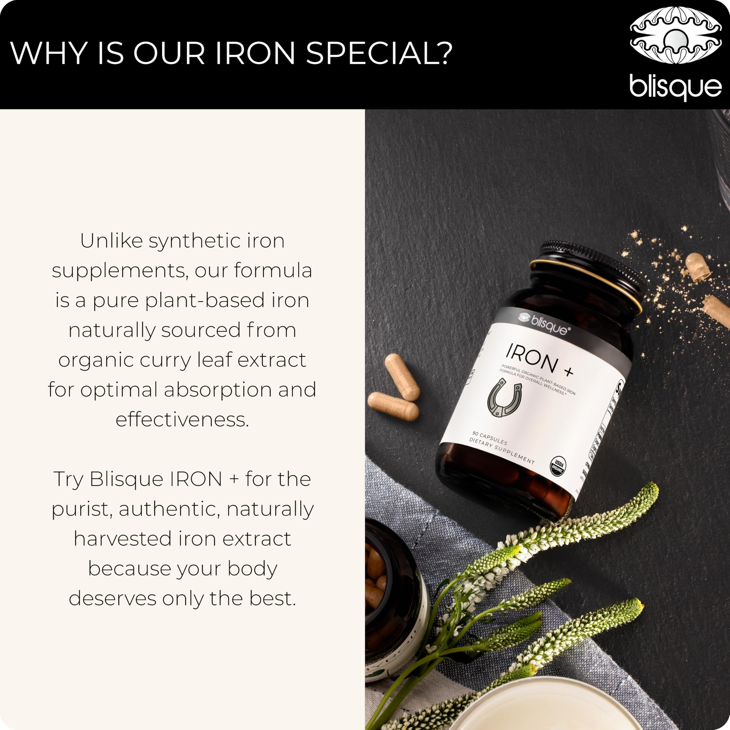 Blisque curry leaf plant-based source visual emphasizing natural origin and aroma