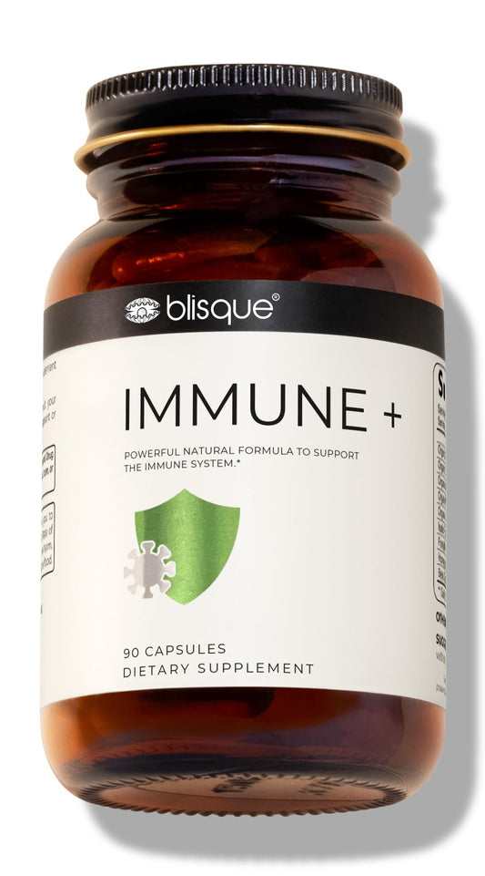 Blisque Immune + bottle label signaling natural daily immune support