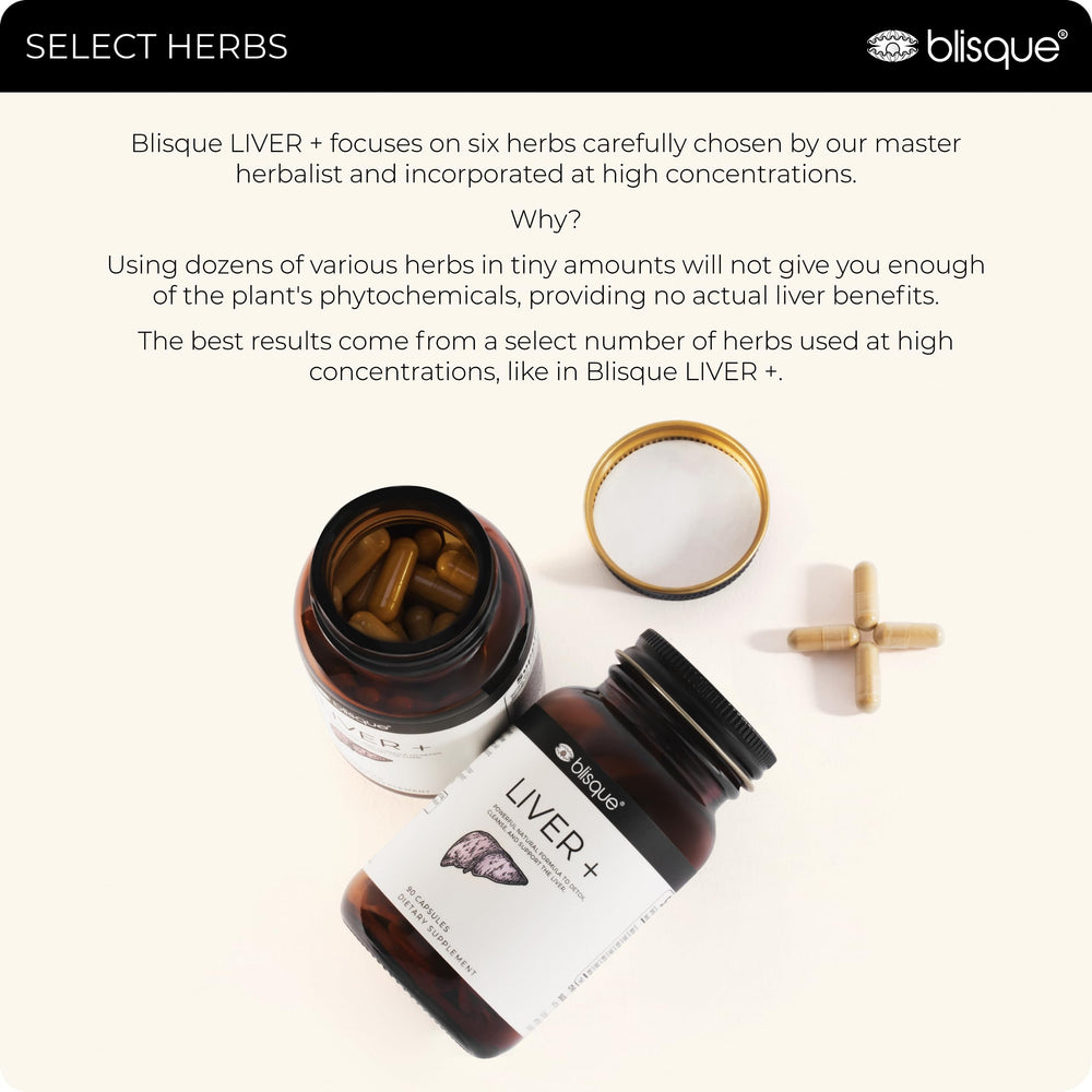 Blisque LIVER+ ingredient yellow dock close-up showcasing herbal components.