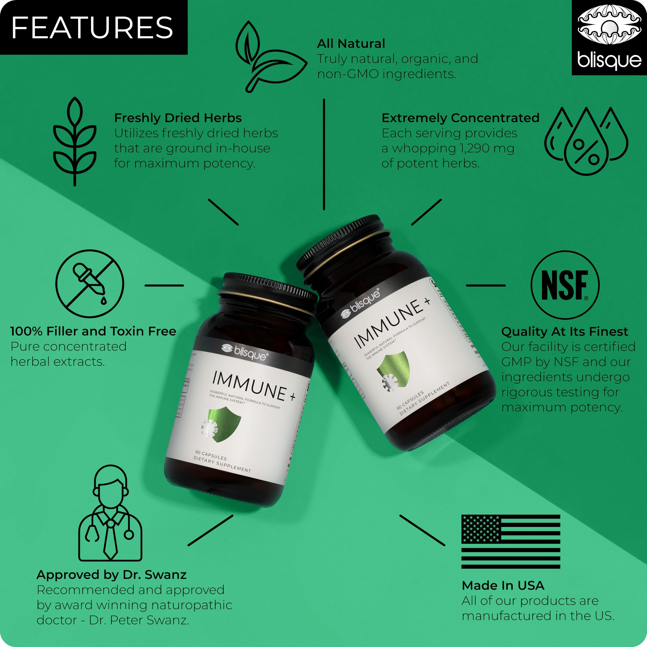 Organic herbs bundle representing Blisque Immune + sourcing