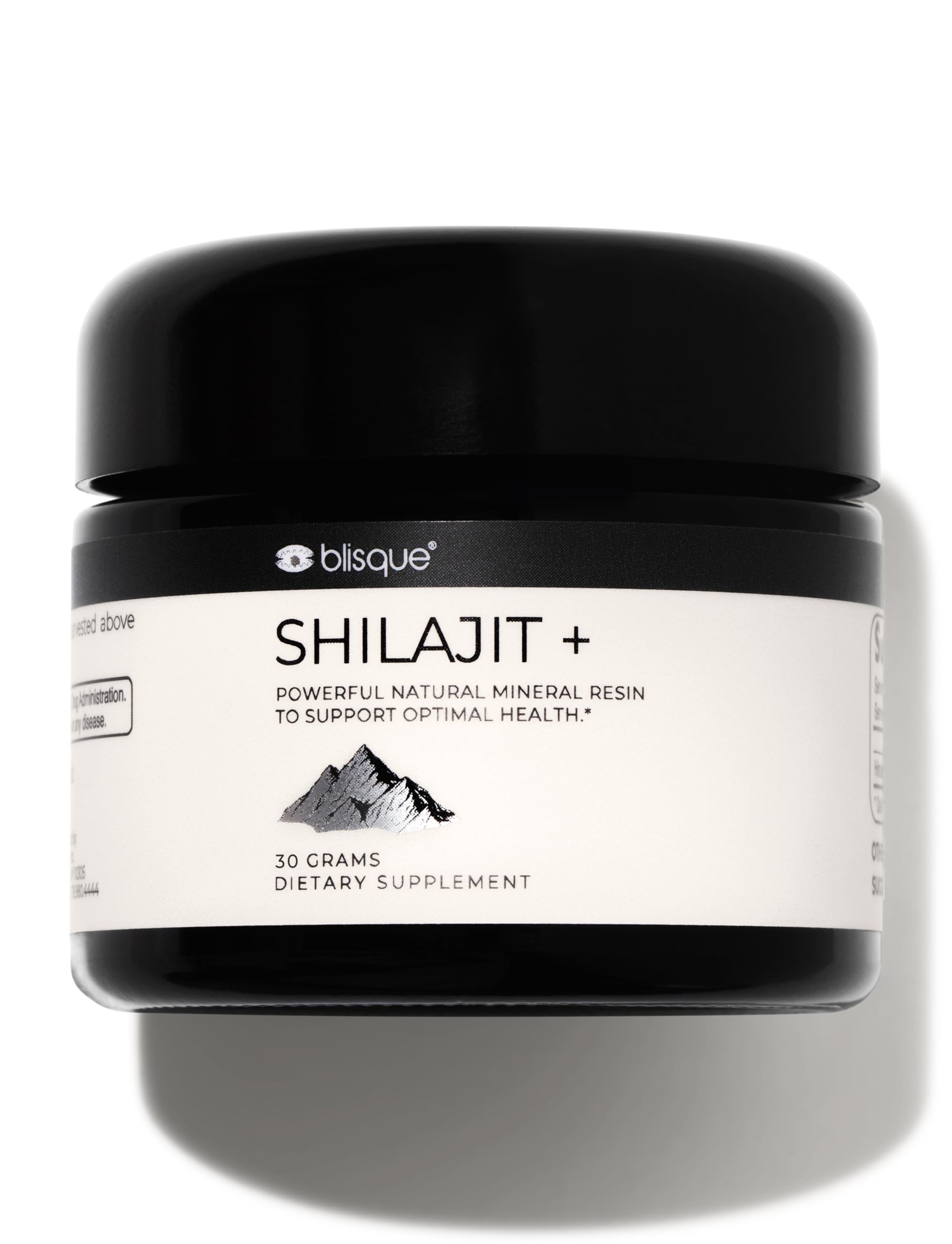 Blisque Shilajit resin bottle pour highlights purity and energy support.