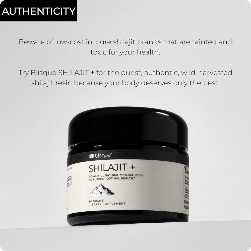Blisque Shilajit resin dissolving in water illustrates smooth integration.
