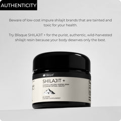 Blisque Shilajit Resin Golden Grade A label signals premium quality.