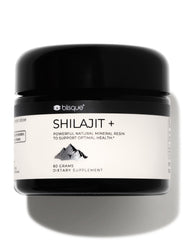 Blisque Shilajit Resin jar close-up showing authentic golden resin for daily energy support.