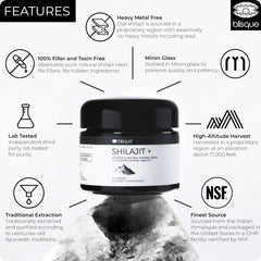 Blisque Shilajit resin scoop emphasizes precise dosing for consistent use.