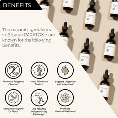 Blisque Targeted Cleanse label front showcases premium herbal blend for gut balance