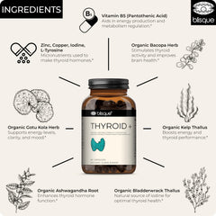 Blisque ingredients visual highlighting iodine and ashwagandha for energy support.