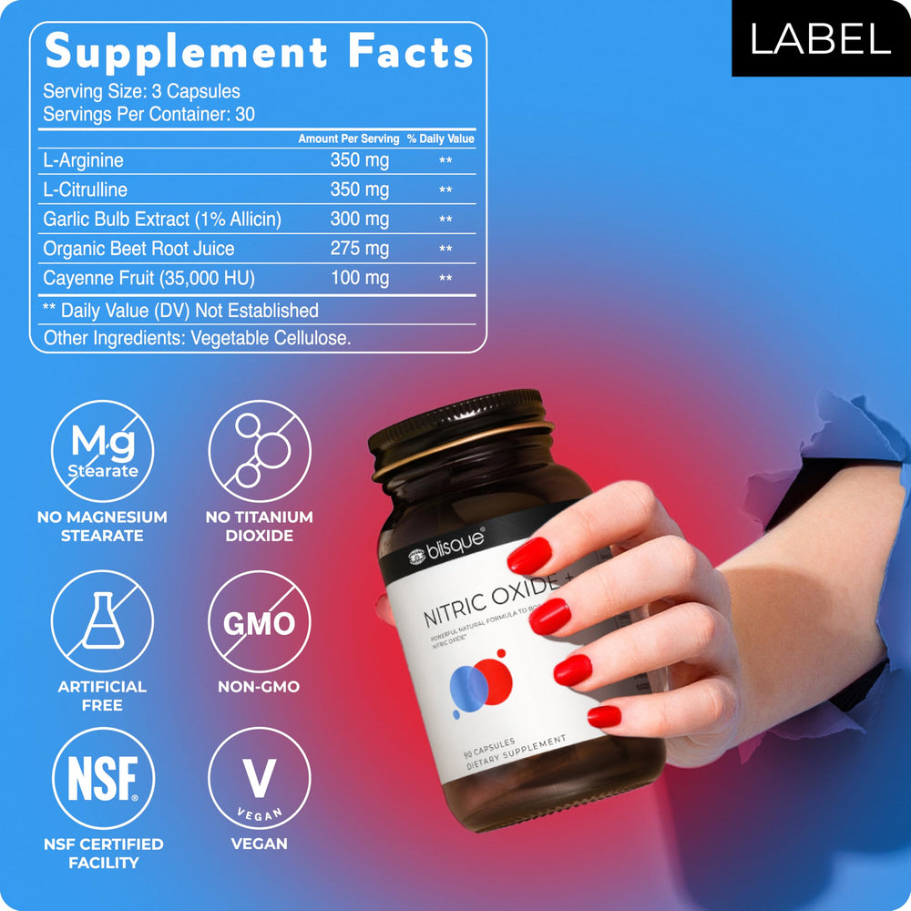 Blisque vegan non-GMO icon signals a clean supplement choice.