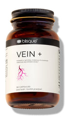 Blisque Vein Plus bottle front view showing natural leg vein support for healthier circulation.