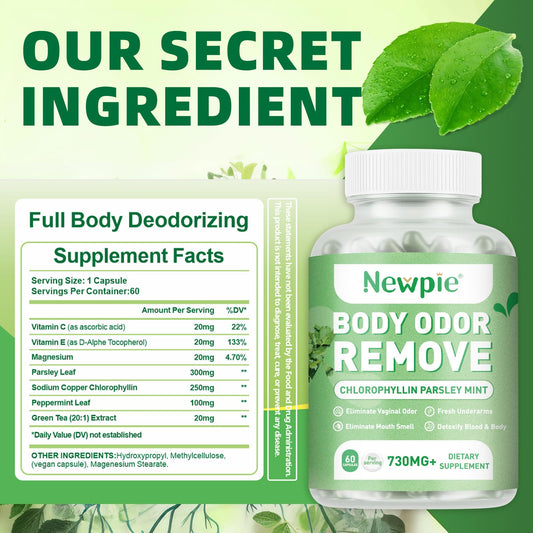Blltzzz chlorophyllin capsules close-up highlight natural ingredients for odor control.