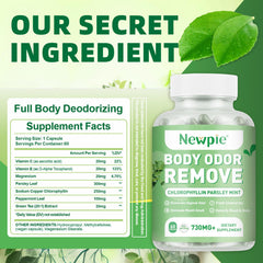 Blltzzz chlorophyllin capsules close-up highlight natural ingredients for odor control.