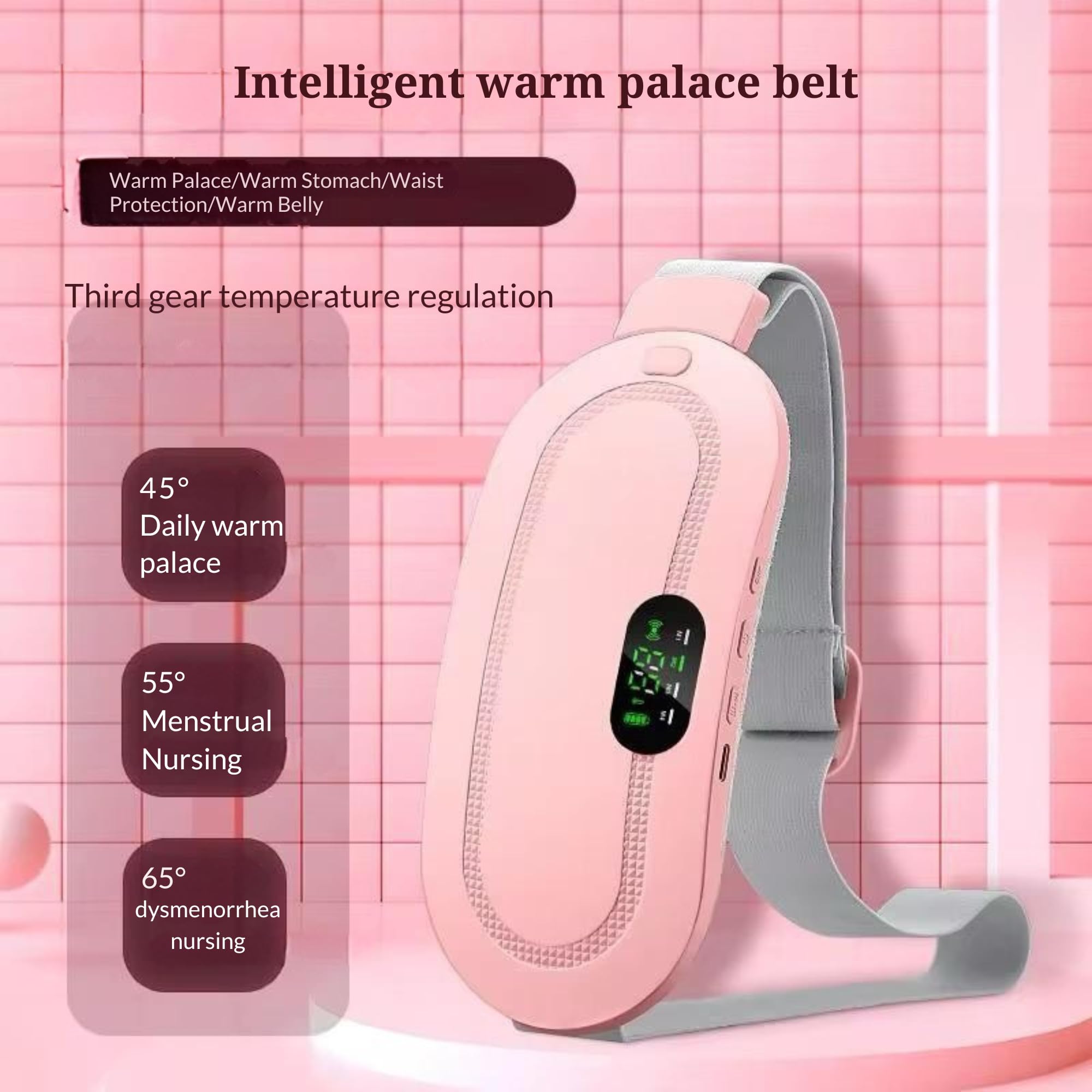Bloat No More heating pad with contoured belt fit hugs the body for targeted warmth.