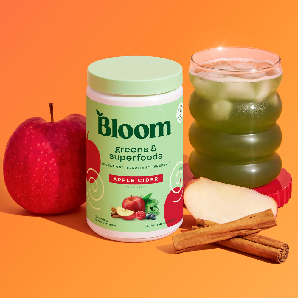 Bloom Nutrition apple cider greens with beet root flavor offers a tasty, nourishing option.