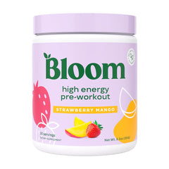 Bloom Nutrition High Energy Pre Workout scoop showing precise serving for fast energy support