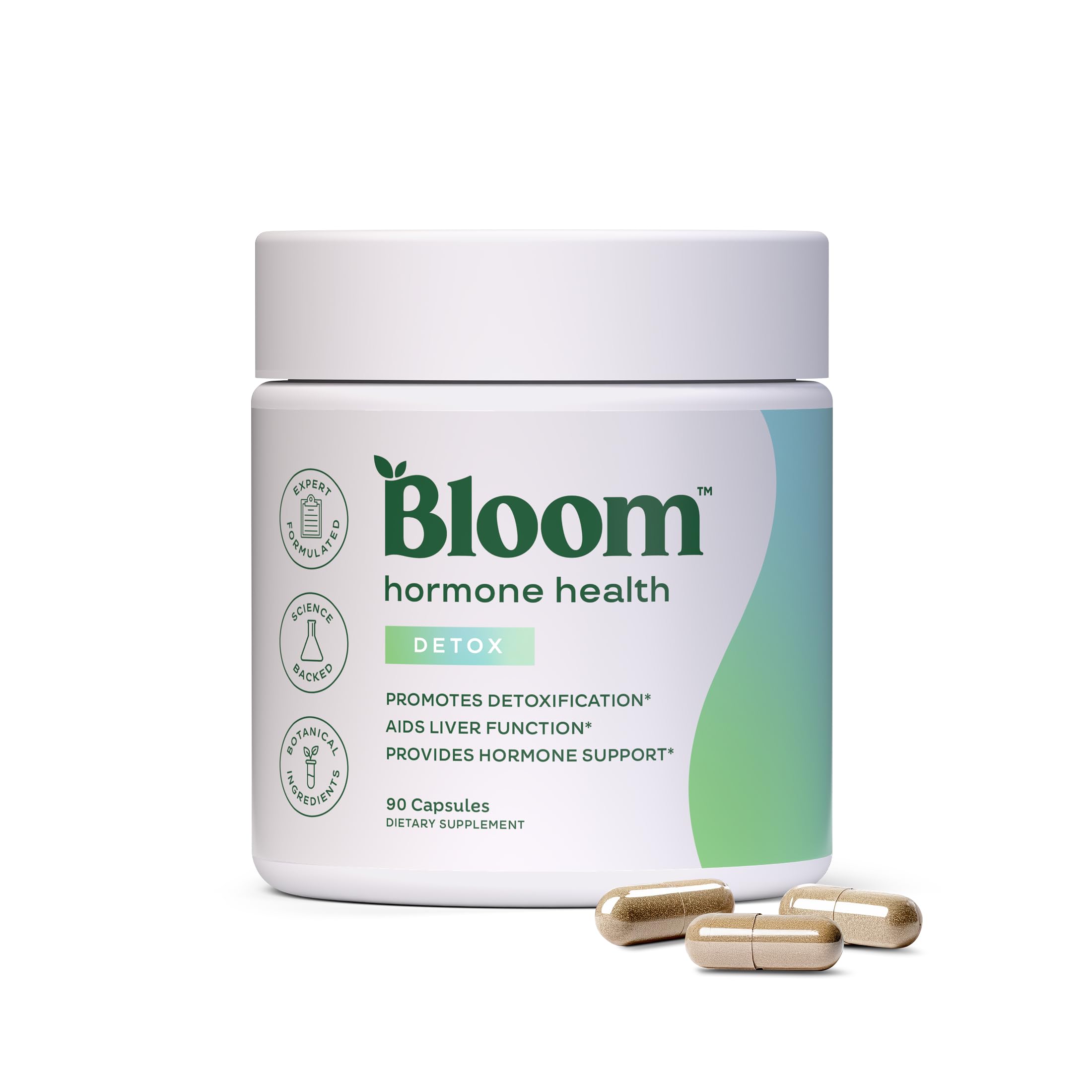 Bloom Nutrition Hormone Support Capsules bottle for hormone balance and detox